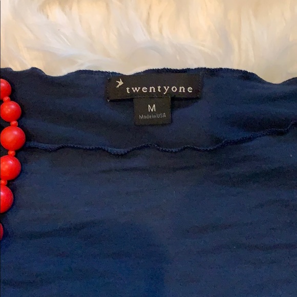 Forever 21 dark blue, longer length shirt. - Picture 3 of 4